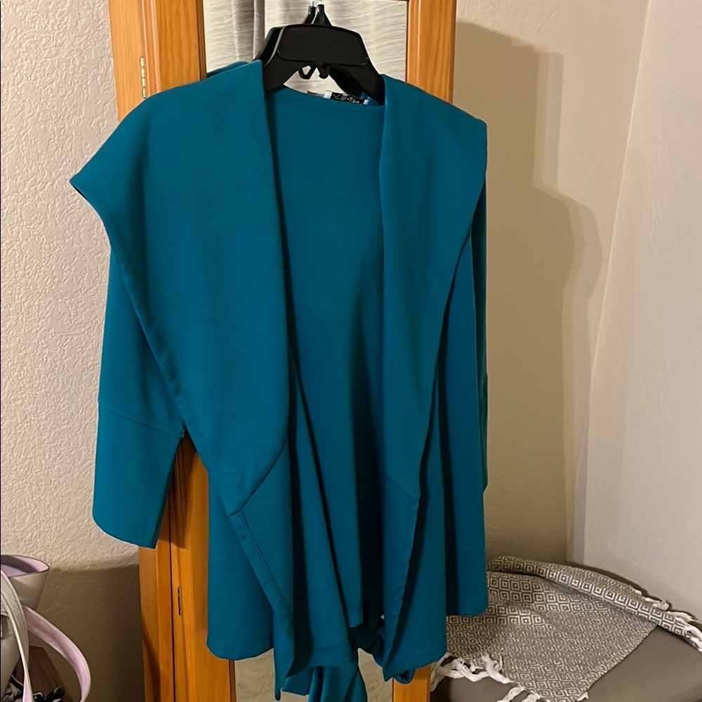 Xtaren Blue Cardigan Sweater Open Front Knit